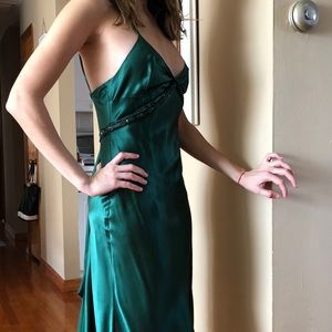 Silk green midi dress